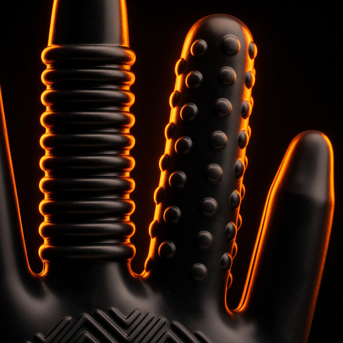 Nub and rib texture on the fingers